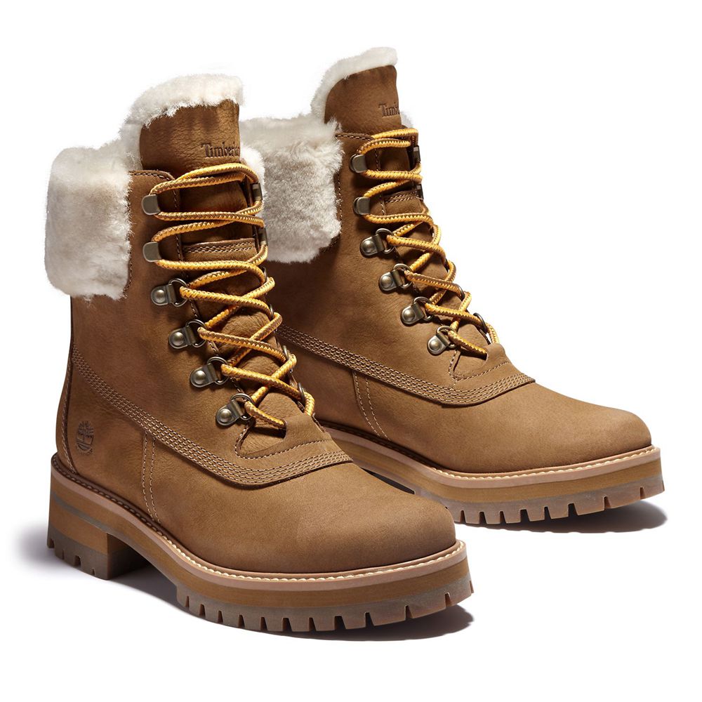 Timberland 6-Inch Μποτακια Γυναικεια Καφε - Courmayer Valley Waterproof Shearling - Greece 2857903-M